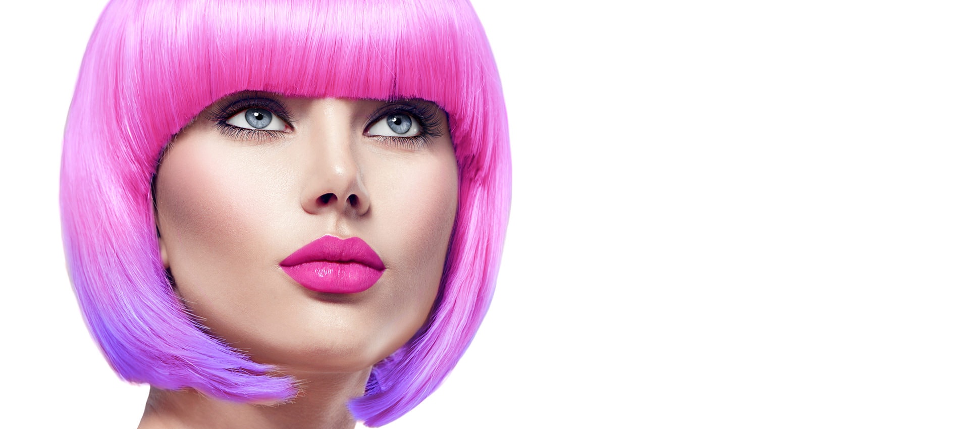 Beauty Fashion Model Portrait with Ombre hair bright color. Bob - Hair